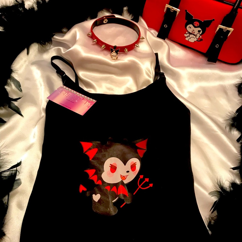 Vintage y2k kuromi corset 👿and chocker set❤️